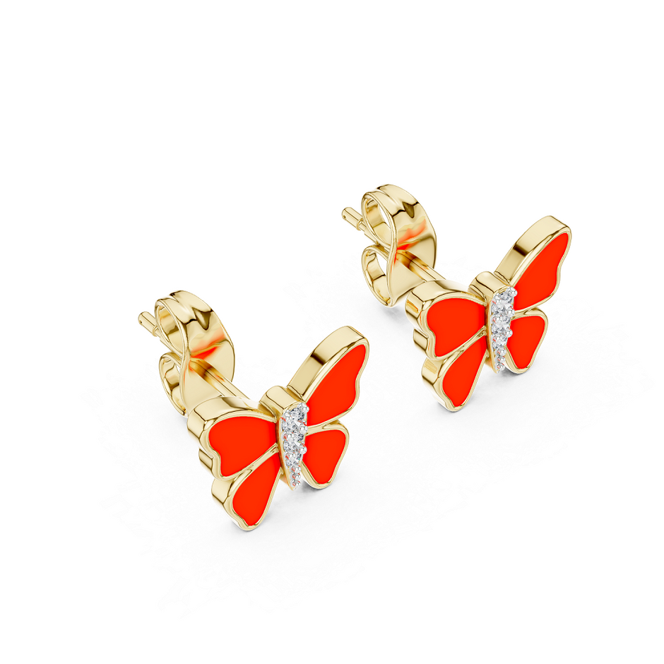 Round Pave Butterfly Motif Lab Grown Diamond Earring