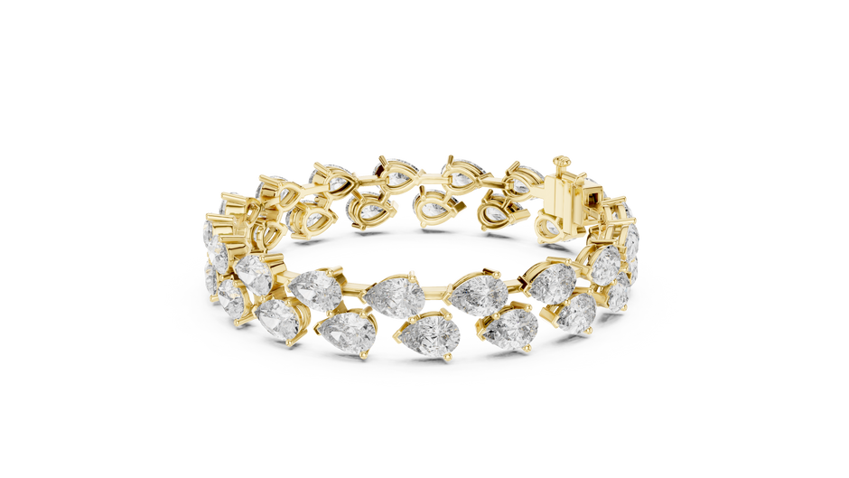 Double Row Pear Cut Lab Grown Diamond Tennis Bracelet