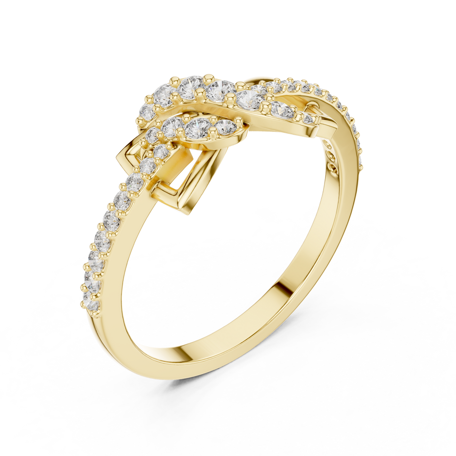 Geometric Ribbon Pave Lab Grown Diamond Ring
