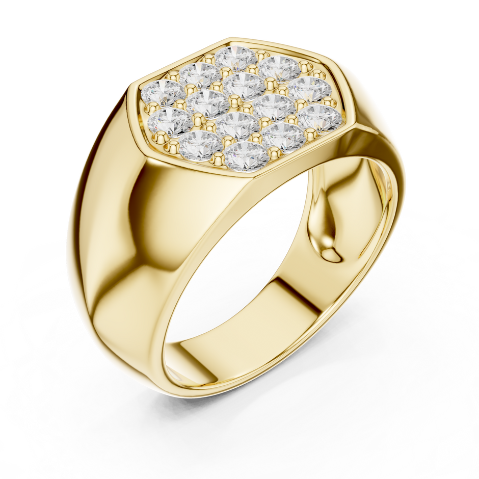 Hexagonal Cluster Pave Round Shape Lab Grown Diamond Ring