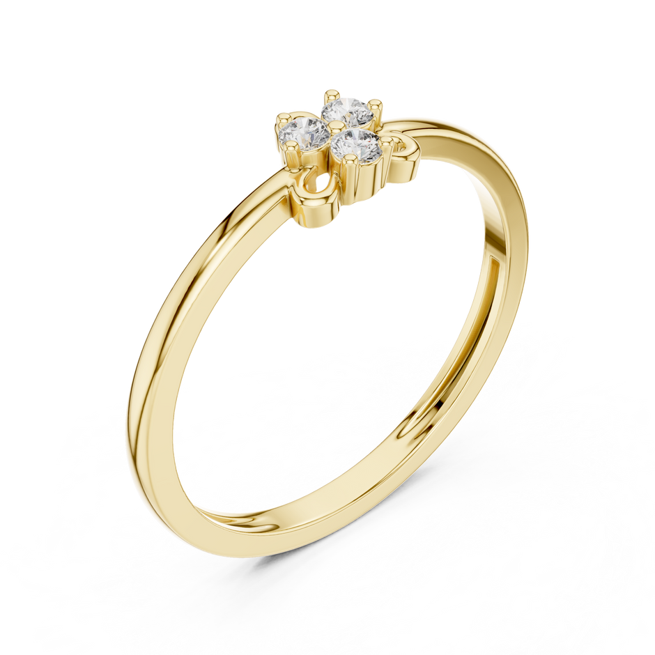 Three-Stone Lab Grown Diamond Cluster & Scroll Loop Fashion Ring