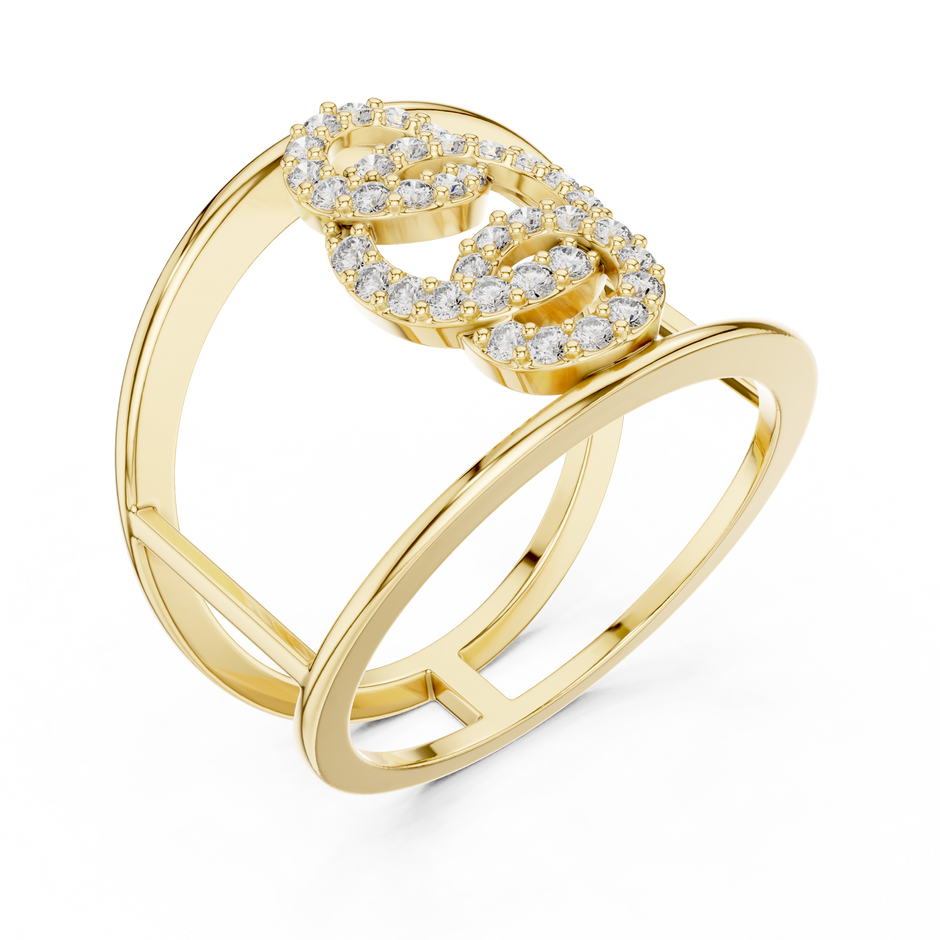Sculptural Openwork Multi-Band Pave Lab Grown Diamond Ring
