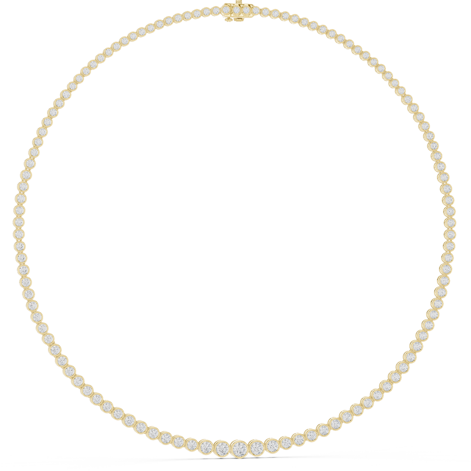Graduated Bezel Set Round Lab Grown Diamond Tennis Necklace