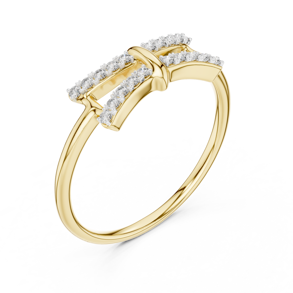 Architectural Double Bar Pave Set Lab Grown Diamond Ring
