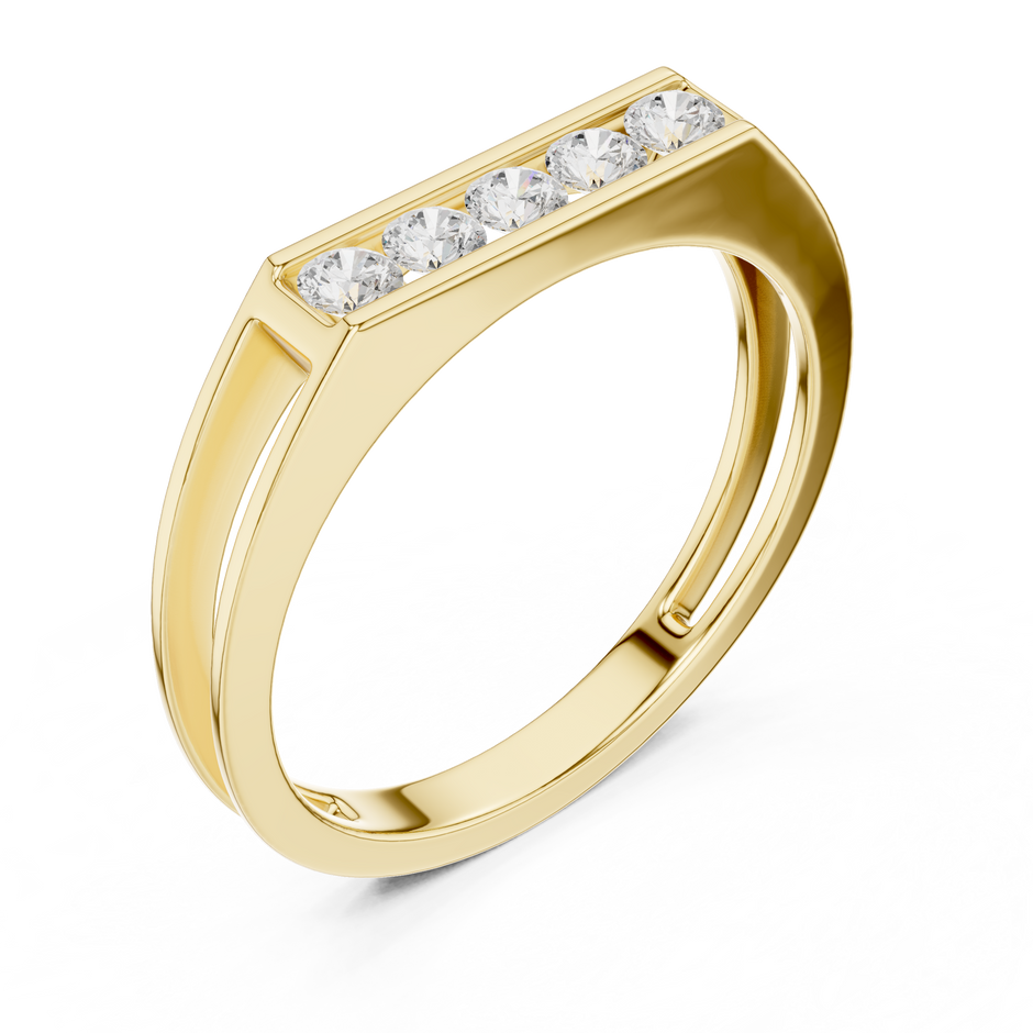 Five Stone Channel Round Lab Grown Diamond Ring Split Style
