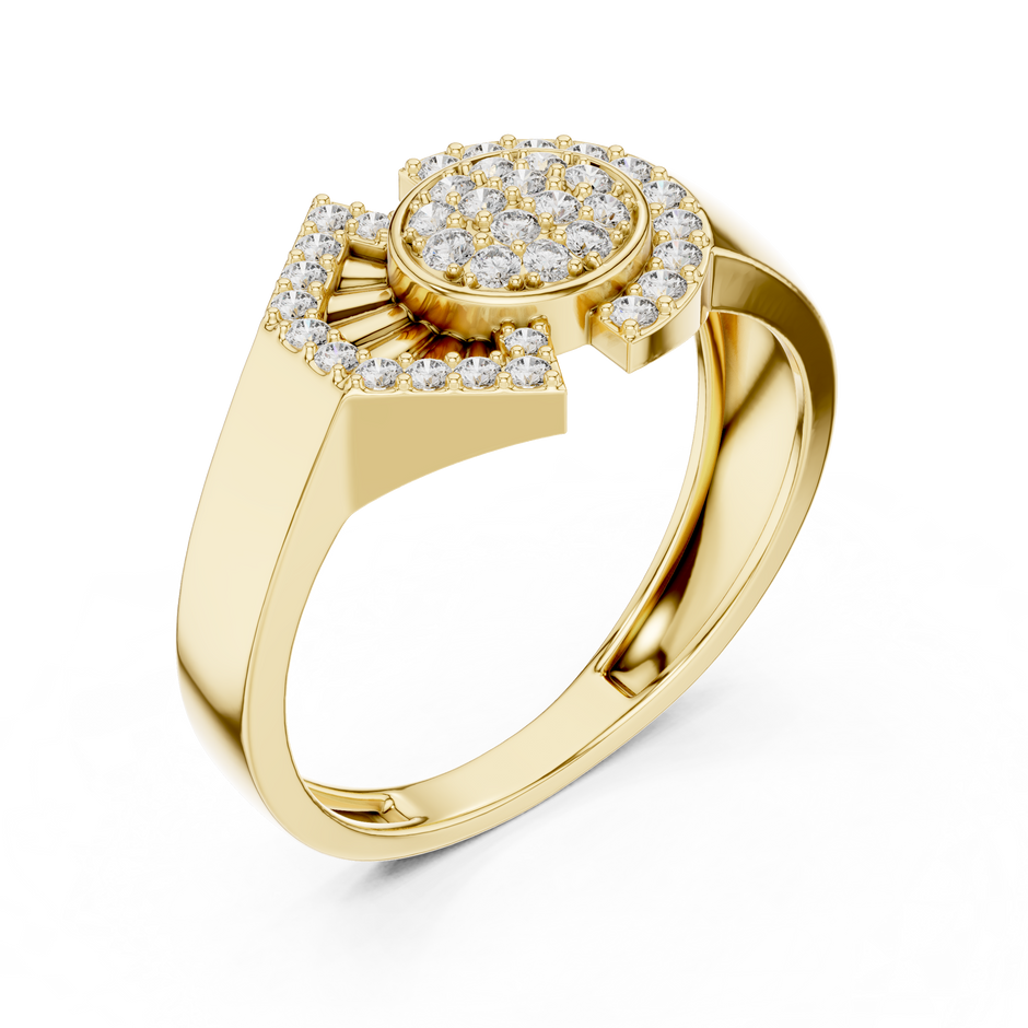 Art Deco Sunburst Fan Pave Set Cluster Lab Grown Diamond Ring