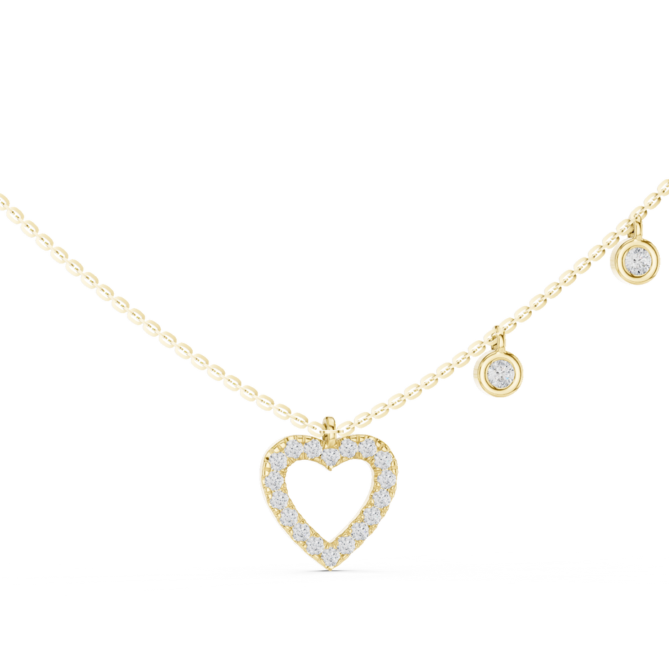 The Sweetheart Pave Heart & Bezel Station Lab Grown Diamond Pendant.