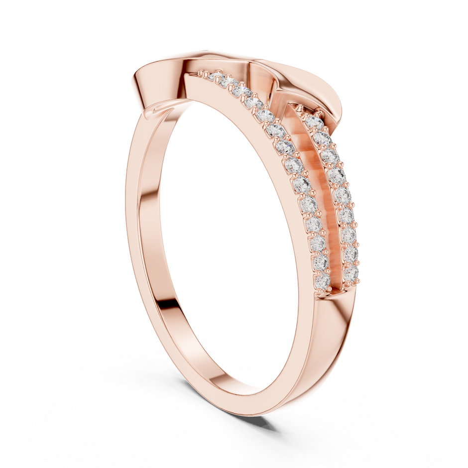 Sculpted Asymmetrical Double Pave Lab Grown Diamond Band