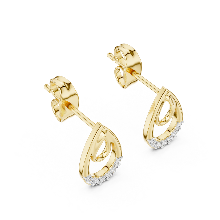 Round Pave Set Teardrop Motif Lab Grown Diamond Earrings