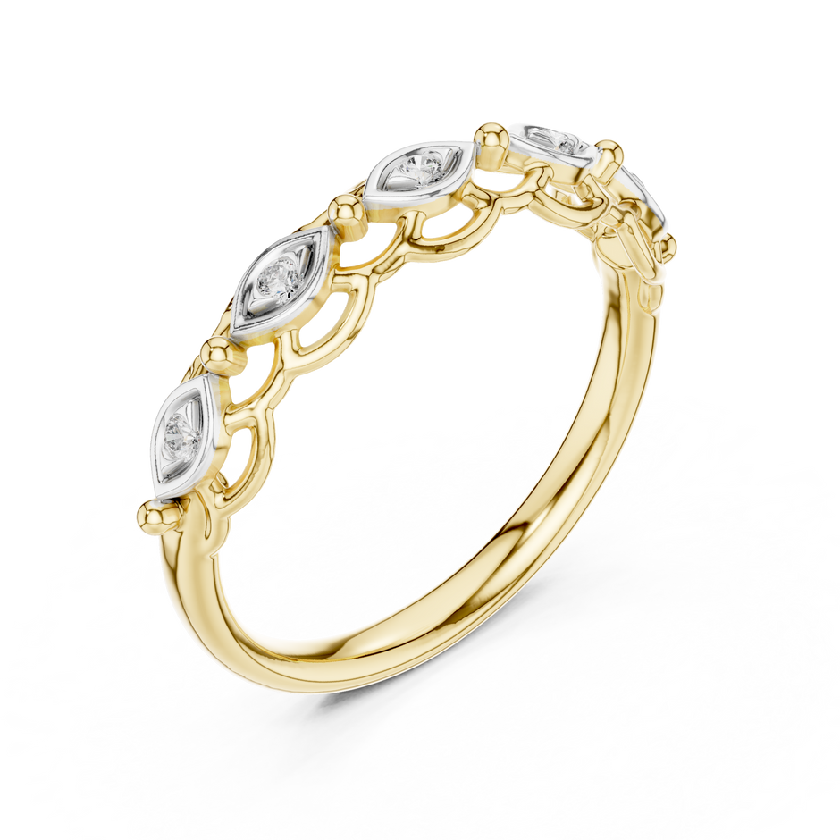 Marquise Frame Round Contour Lab Grown Diamond Ring