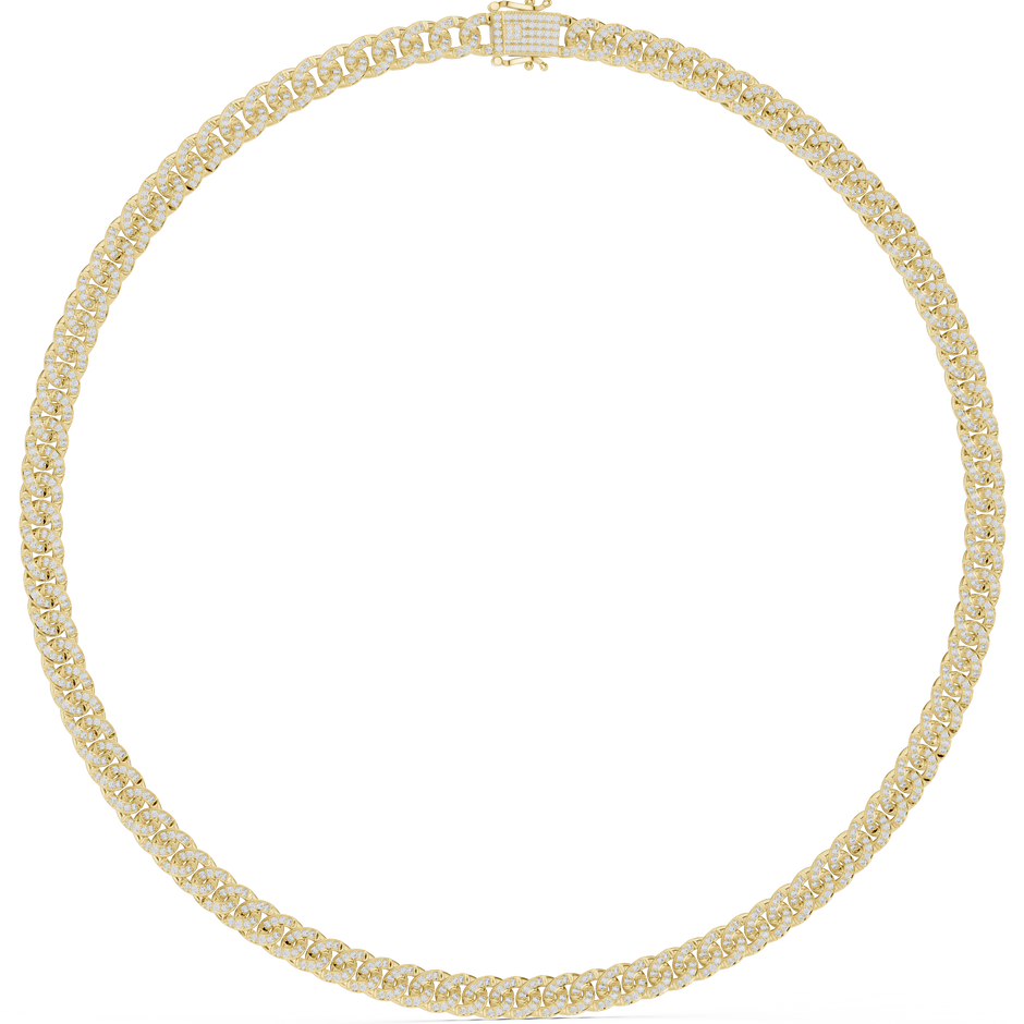 Pave Cuban Curb Link Lab Grown Diamond Chain Necklace