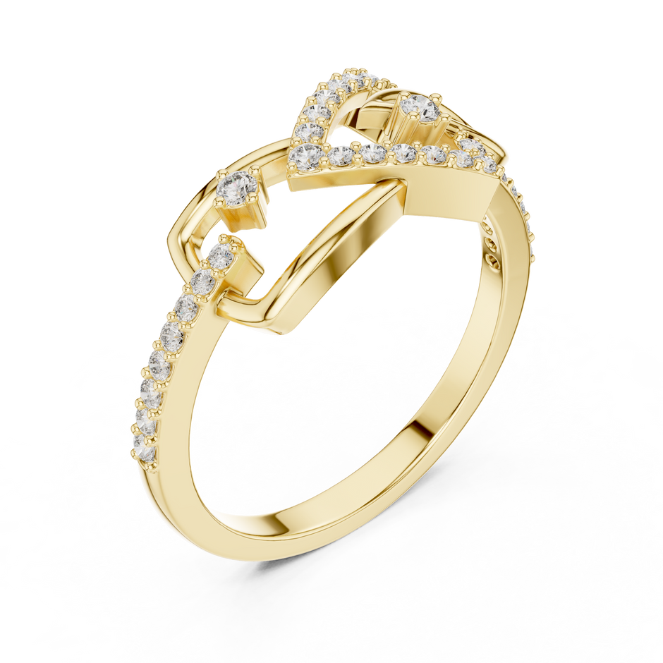 Geometric Triangle Teardrop Pave Lab Grown Diamond Ring
