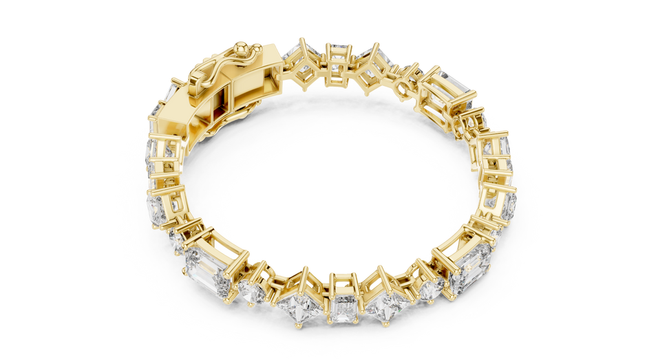 The Mosaic Multi-Shape Fancy Cut Lab Grown Diamond Tennis Bracelet.