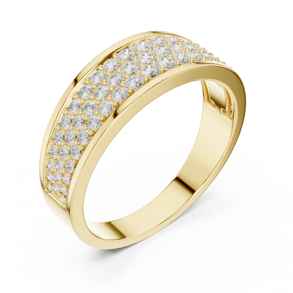 Triple Row Pave Lab Grown Diamond Curved Band