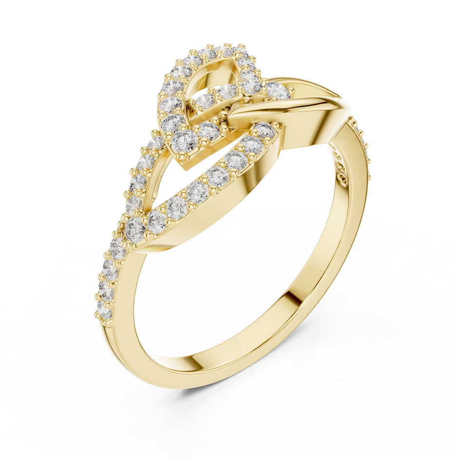 Asymmetrical Interlocking Teardrop Pave Lab Grown Diamond Ring