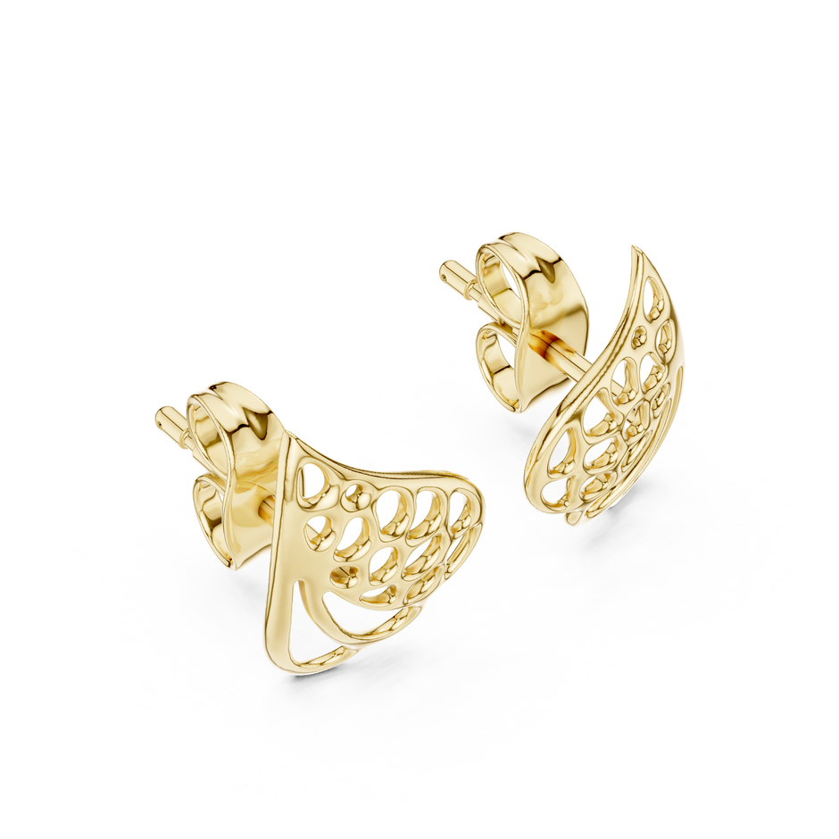 Butterfly Wing Openwork Gold Stud Earring