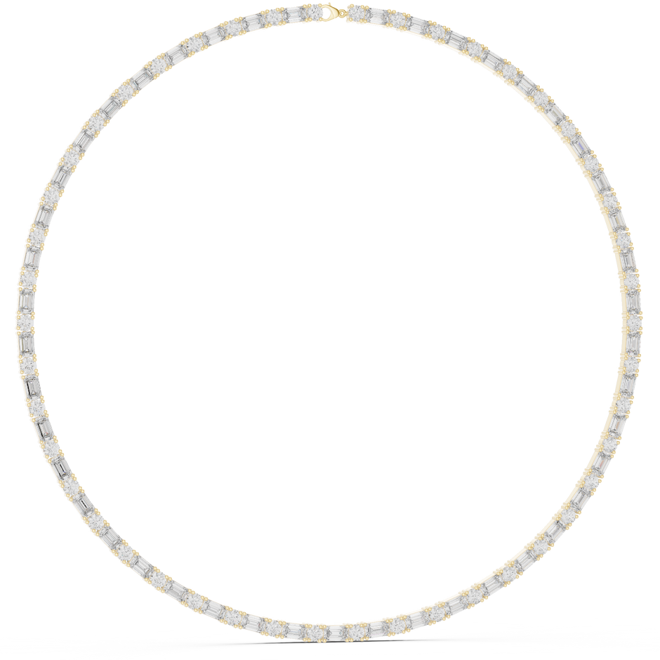 Emerald and Round Lab Grown Diamond Alternating Tennis Necklace