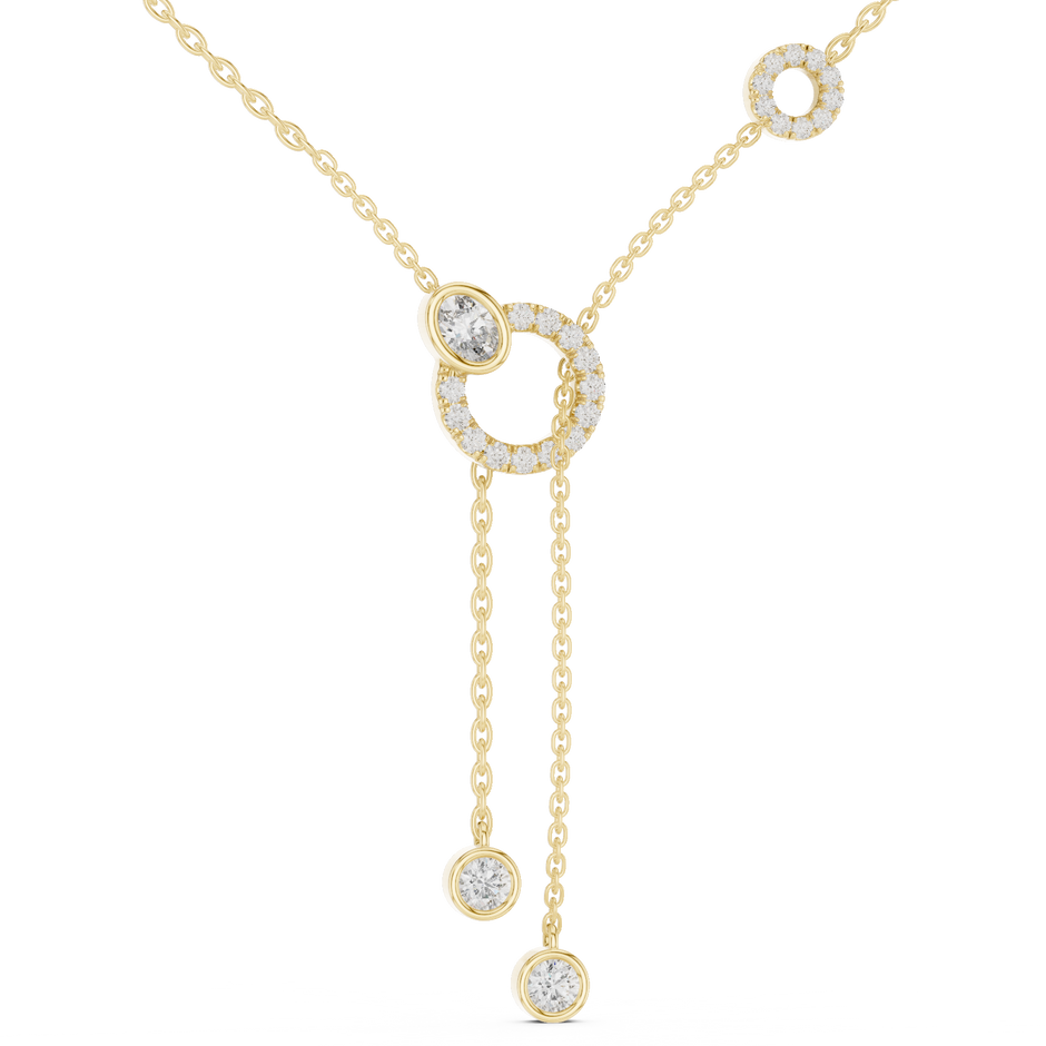 The Imperial Pave Circle & Bezel Station Lariat Lab Grown Diamond Pendant.