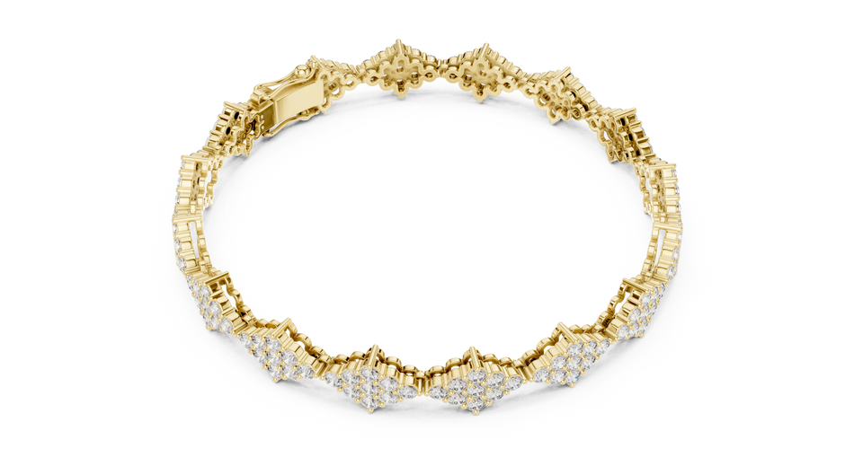 Diamond Cluster Motif Lab Grown Diamond Tennis Bracelet