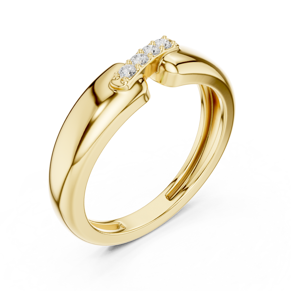 Cross Bar Round Shape Lab Grown Diamond Ring
