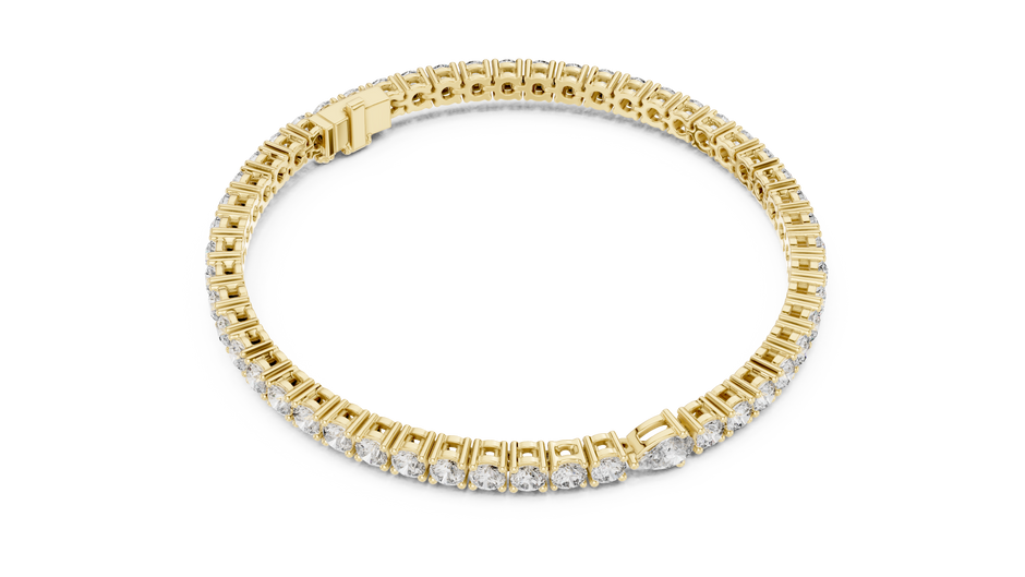 The Tear-Drop Focal Round Lab Grown Diamond Tennis Bracelet.