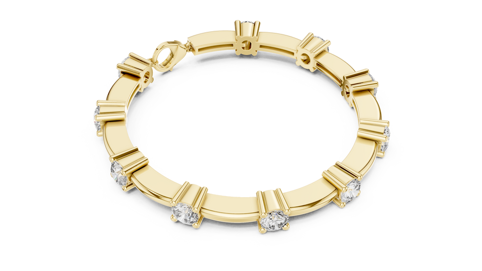 Round Lab Grown Diamond Station Bracelet with Lobster Clasp