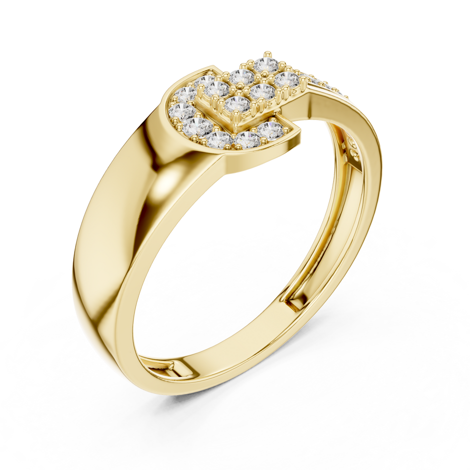 Keyhole G-Motif Center Pave Lab Grown Diamond Ring