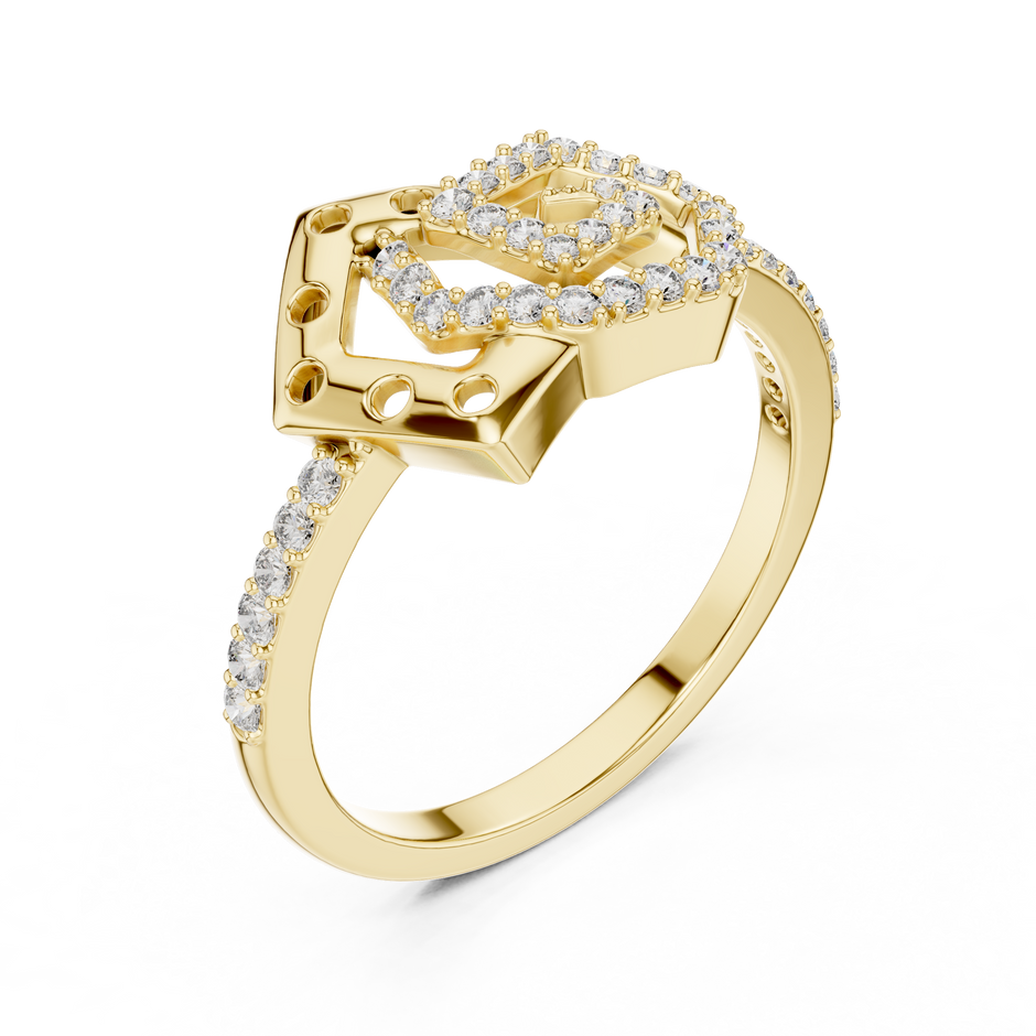 Interlocking Hexagon Pave Spiral Lab Grown Diamond Ring