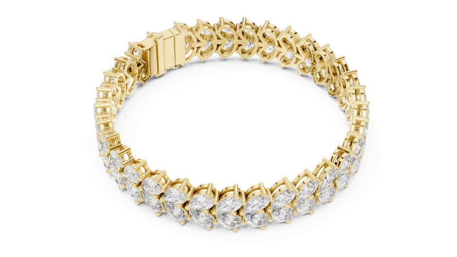 Double-Row Pear-Cut Lab Grown Diamond Tennis Bracelet