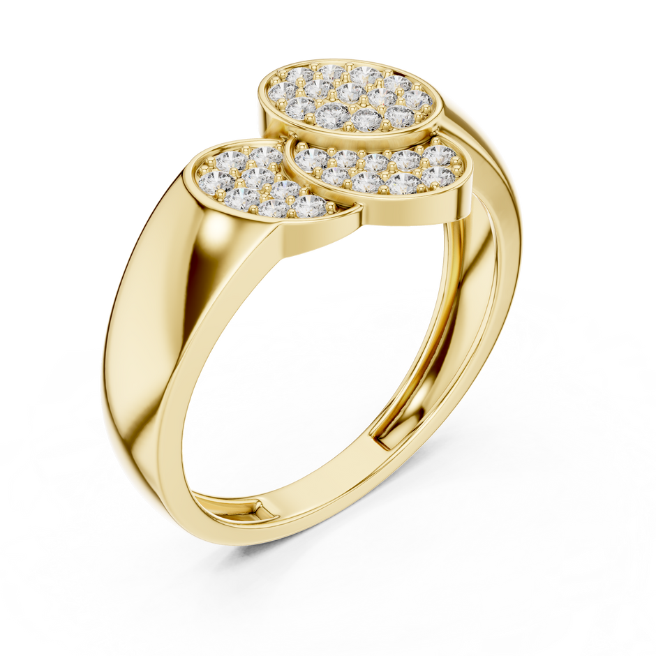 Triple Overlapping Oval Pave Cluster Lab Grown Diamond Ring