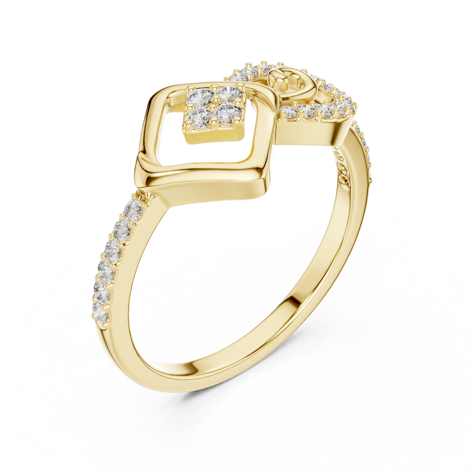 Asymmetrical Interlocking Square Pave Lab Grown Diamond Swirl Ring