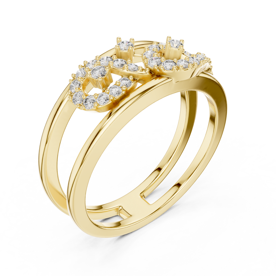 Double Band Interlocking Pave Set Lab Grown Diamond Ring