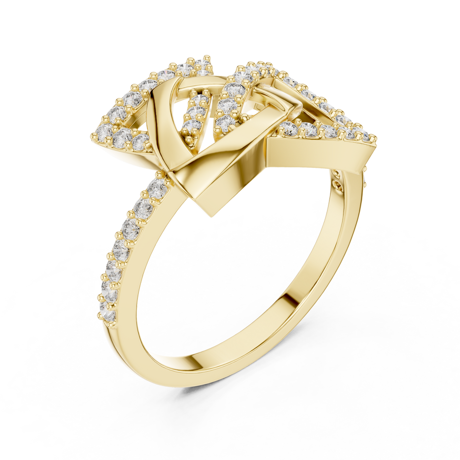 Interlocking Geometric Triangle Pave Lab Grown Diamond Cocktail Ring
