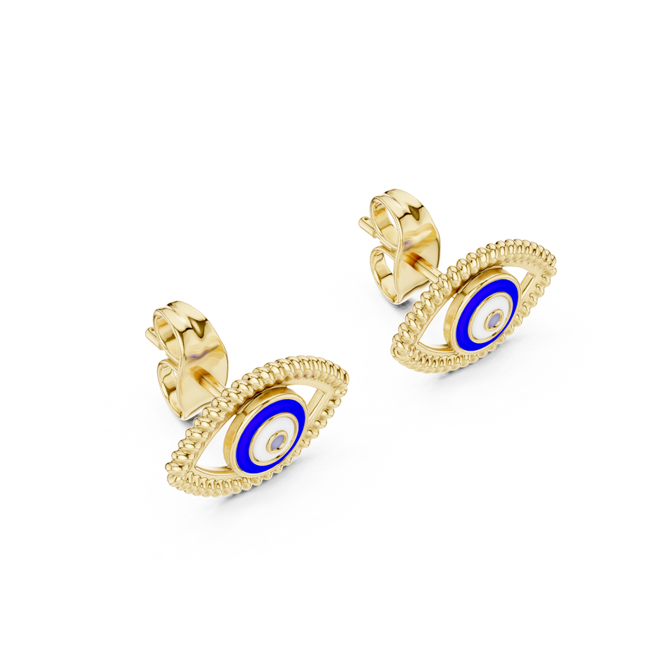 Evil Eye Enamel Gold Stud Earring