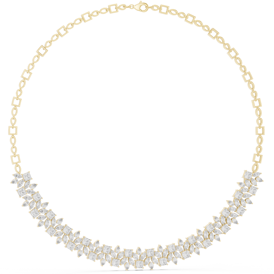 Princess, Pear & Marquise Cut Lab Grown Diamond Cluster Statement Necklace