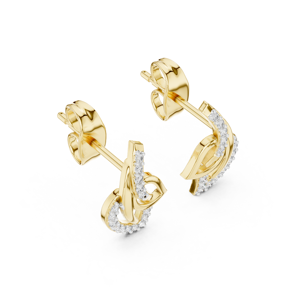Round Pave Set Abstract Loop Lab Grown Diamond Earrings