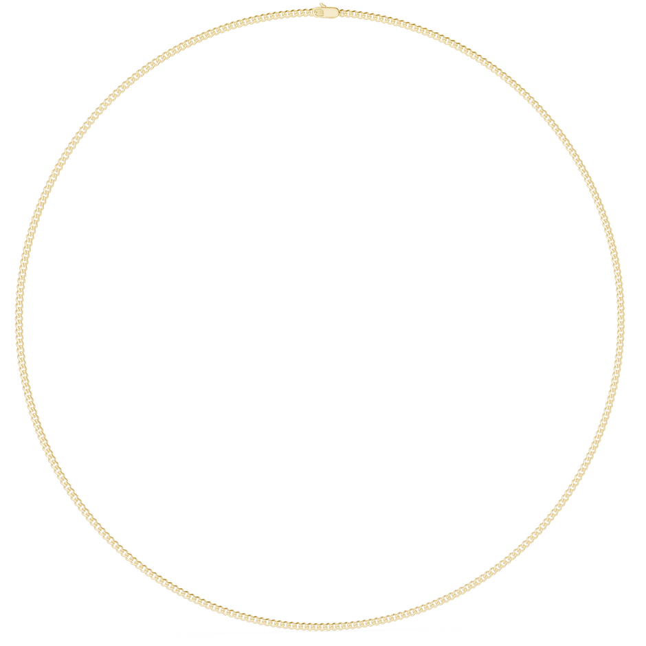 Classic Solid Gold Slim Cuban Link Chain Necklace