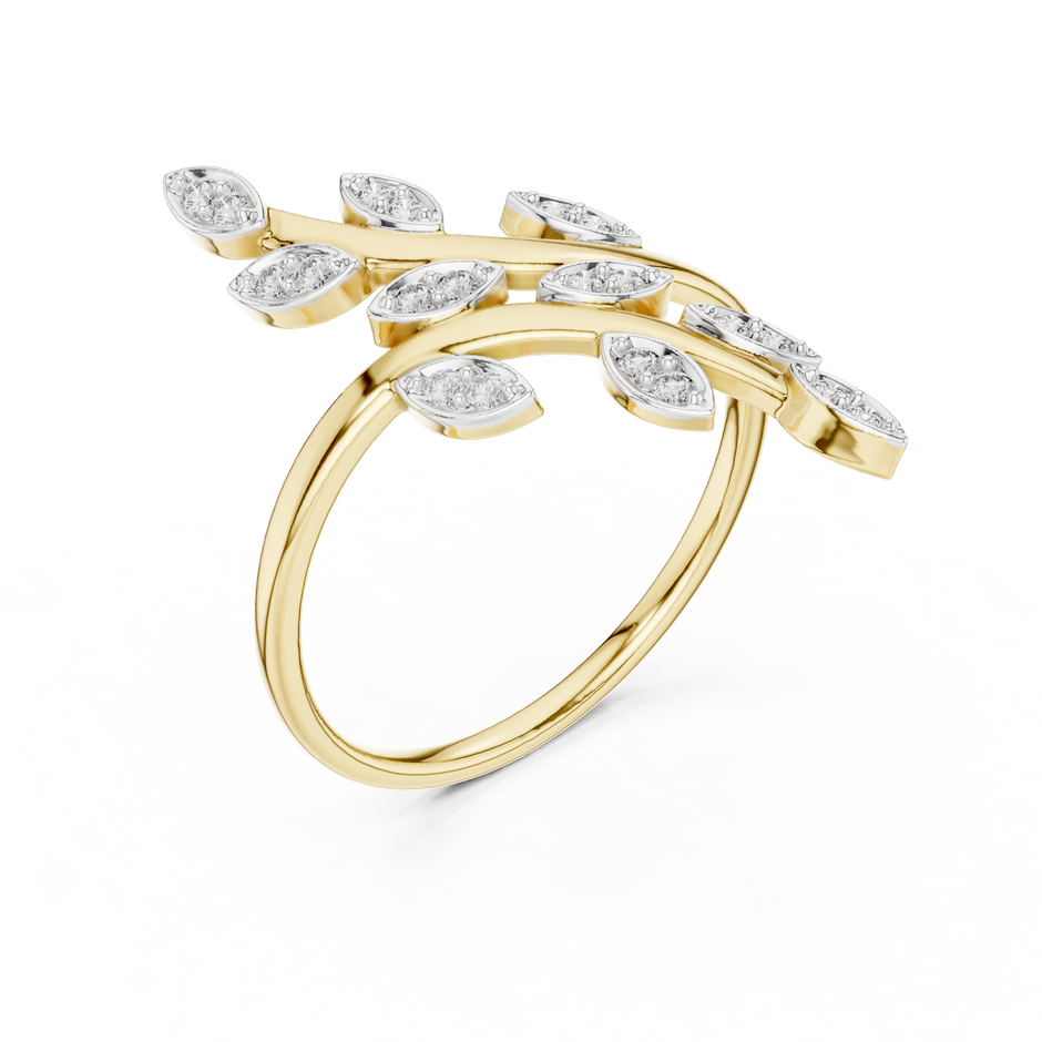 Bypass Botanical Leaf Cluster Lab Grown Diamond Ring