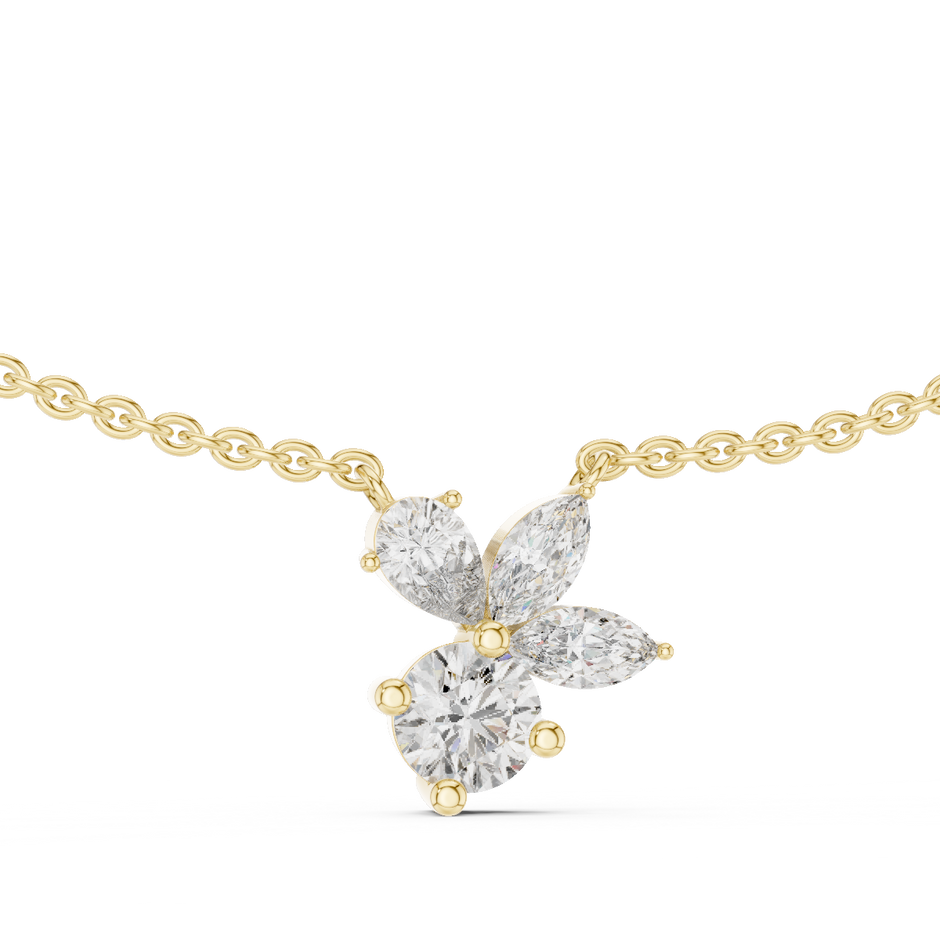 The Sweetheart Marquise Leaf & Round Floral Cluster Lab Grown Diamond Pendant.