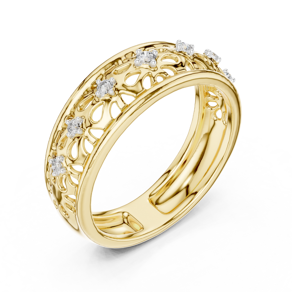 Filigree Scrollwork Pave Set Lab Grown Diamond Ring