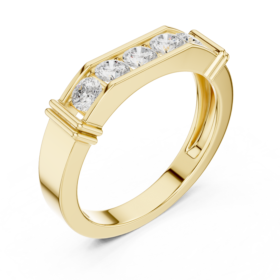Five Stone Channel Set Round Lab Grown Diamond Ring Band