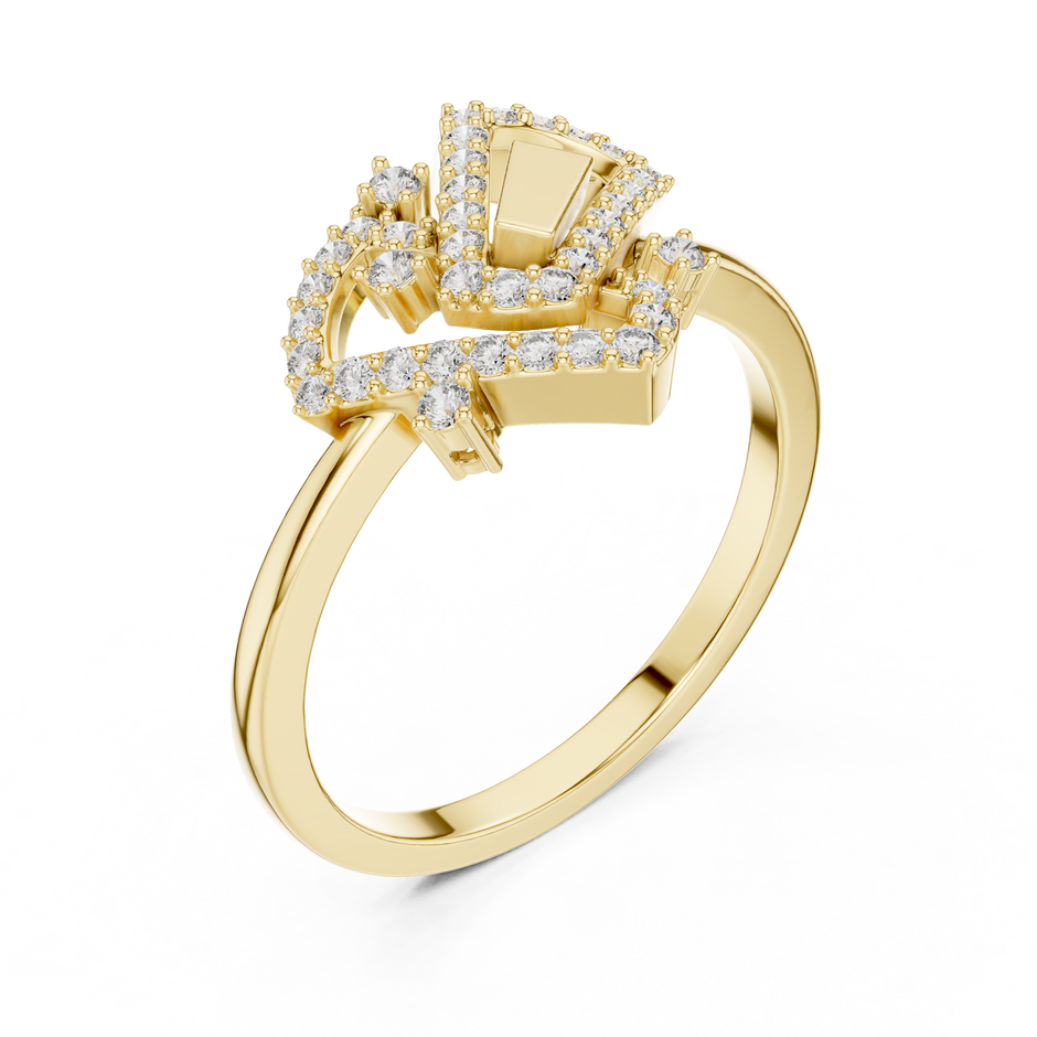 Interlocking Geometric Pave Lab Grown Diamond Ring