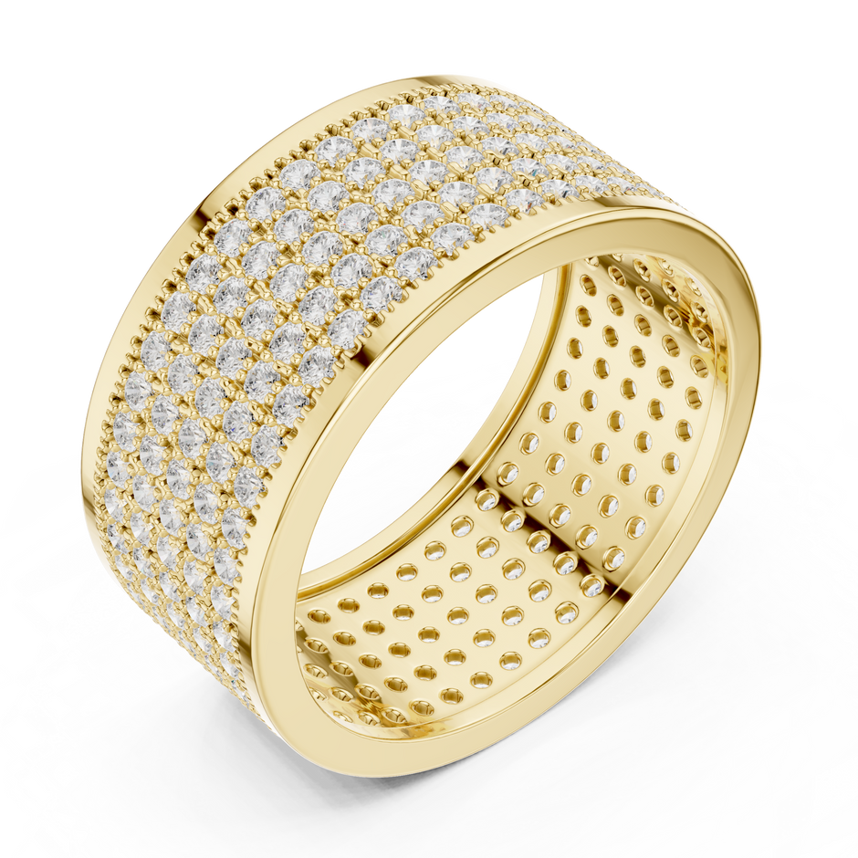 Multi Row Micro Pave Round Shape Lab Grown Diamond Ring Eternity Band