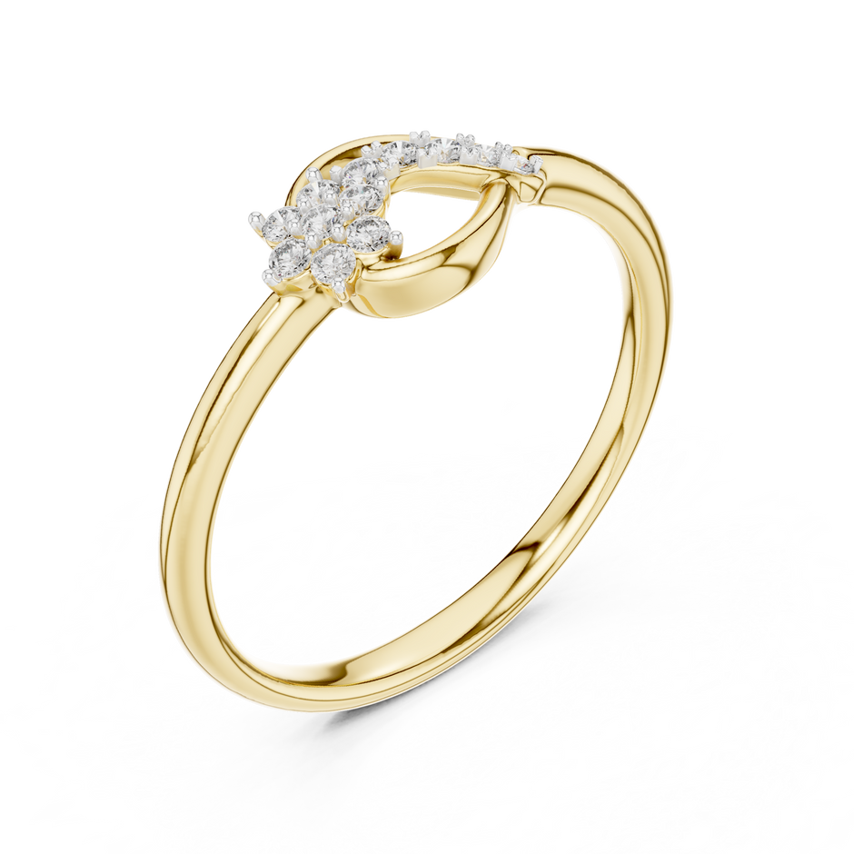 Swirl Cluster Floral Pave Set Lab Grown Diamond Ring