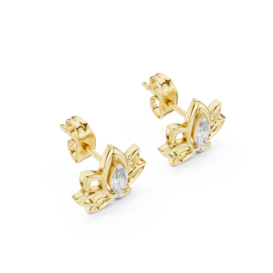 Marquise Cut Lotus Blossom Lab Grown Diamond Earring