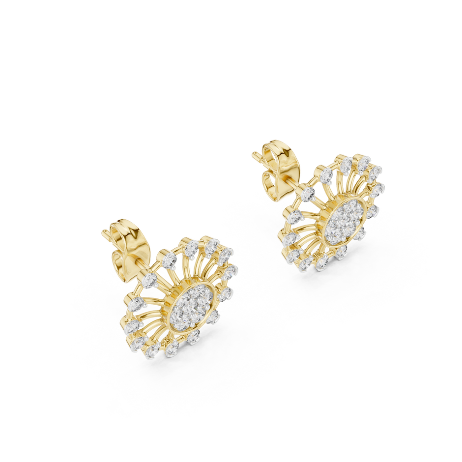 Round Cluster Sunburst Lab Grown Diamond Earring