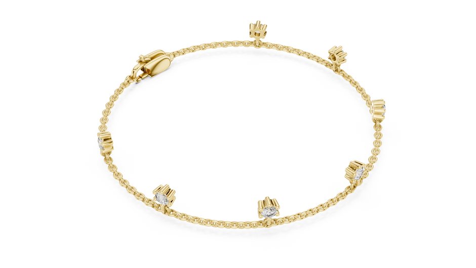 Lab Grown Diamond Dangle Station Chain Bracelet