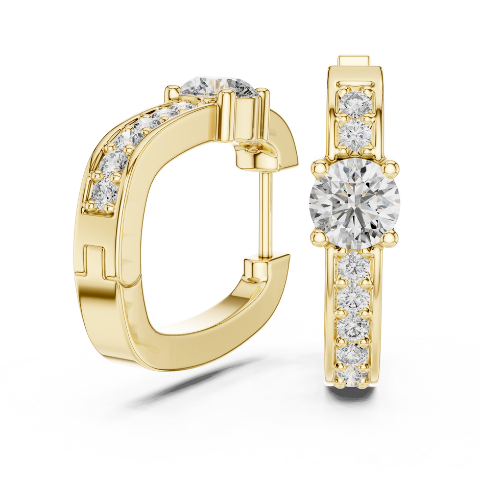 0.30ct Each Center Stone Accent Lab Grown Diamond Huggie Hoop Earrings For Women