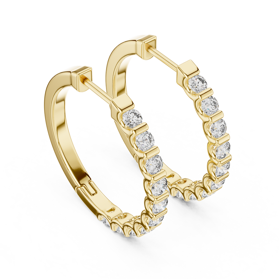 Shared-Prong Lab Grown Diamond Hoop Earrings For Women