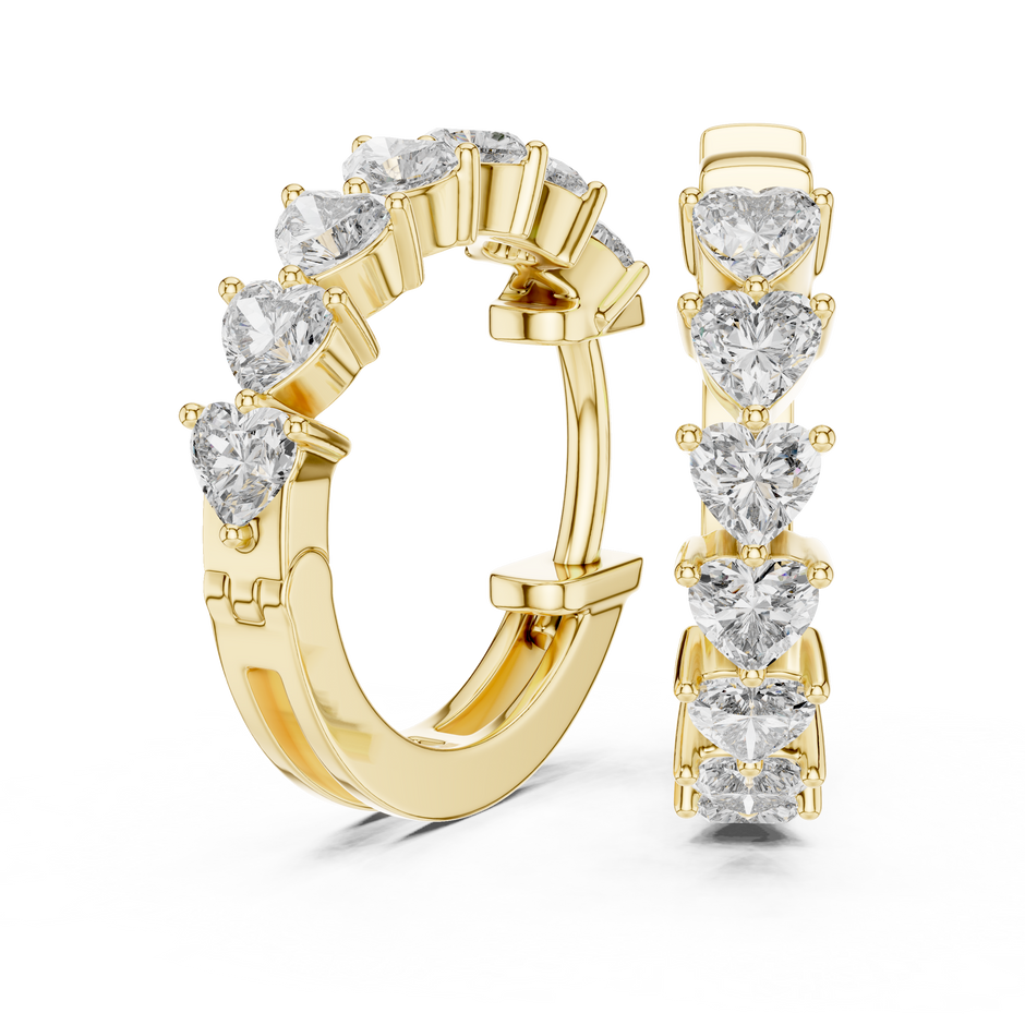 Heart-Cut Lab Grown Diamond Huggie Hoop Earrings